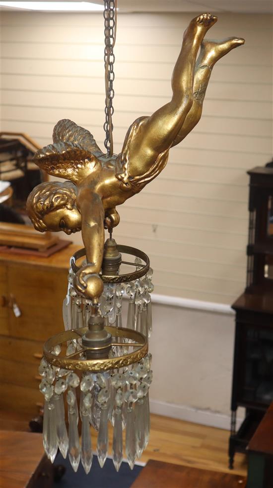 A cherub two branch ceiling light